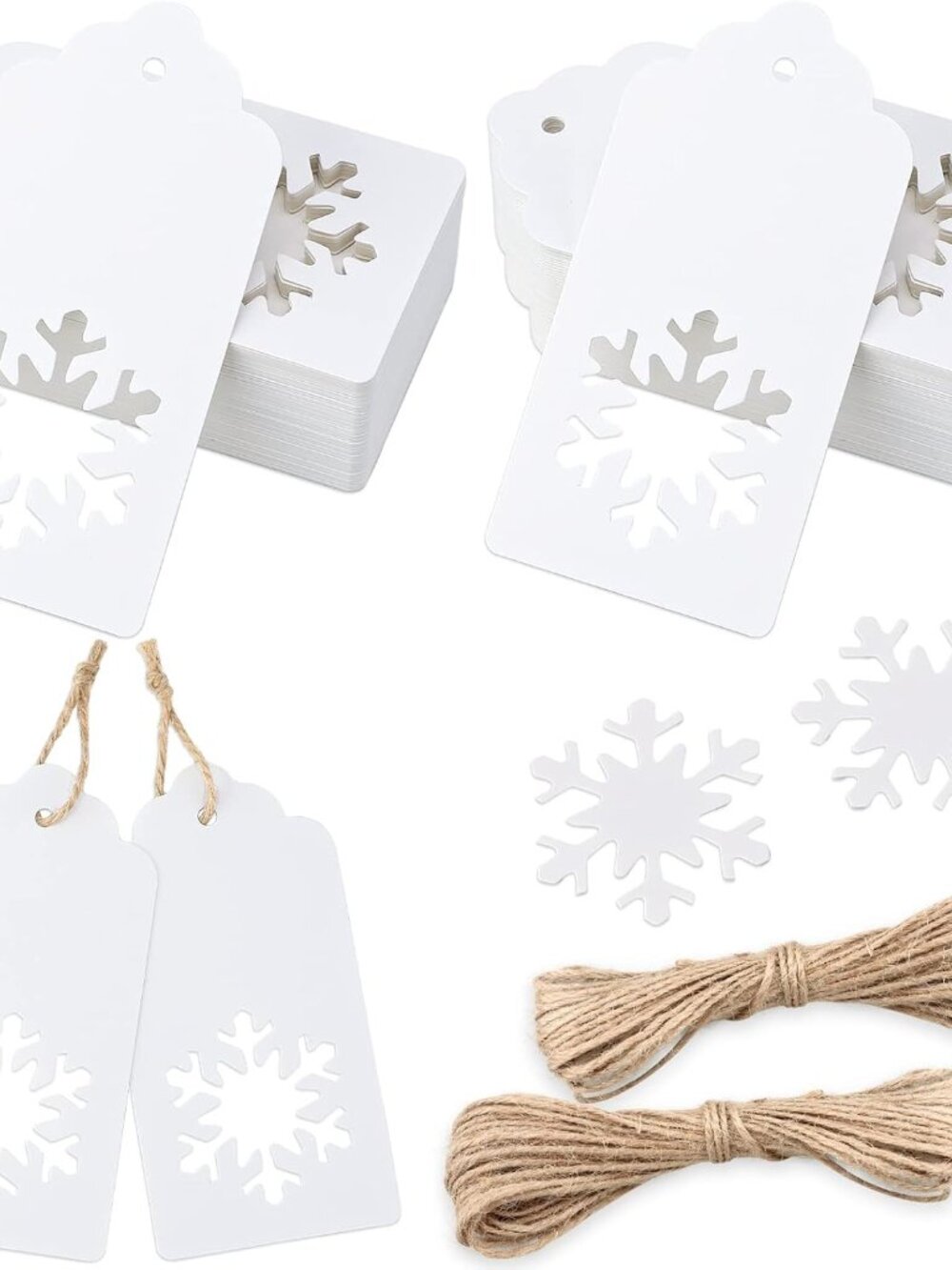 Christmas Gift Tags - 100Pcs Christmas Tags with String, Blank Xmas Name Labels,